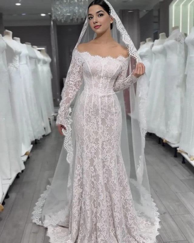 MAYA | Lace Mermaid Wedding Dress Off Shoulder
