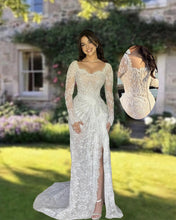 Load image into Gallery viewer, MYRA | Boho Lace Sleeve Wedding Dress
