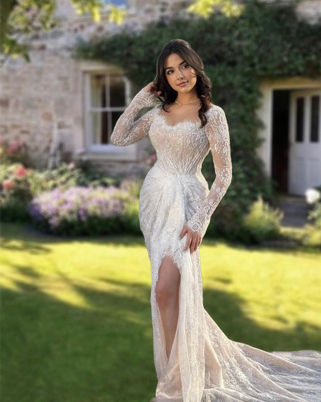MYRA | Boho Lace Sleeve Wedding Dress