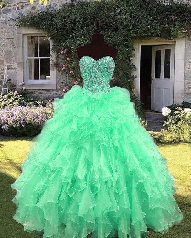 Ball Gowns Quinceanera Dresses Ruffles Skirt With Beading Sweetheart Ball Gowns Quinceanera Dresses Ruffles Skirt With Beading Sweetheart