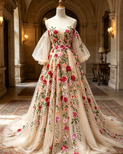 Load image into Gallery viewer, NALIA | Floral A-line Dress With Puffy Sleeves
