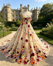 Load image into Gallery viewer, Fairy Tulle Sweetheart 3D Floral Flowers Wedding Dress
