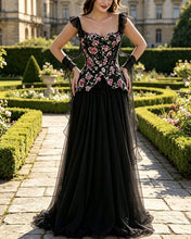 Load image into Gallery viewer, Perla | A-line Chiffon Ruffle Straps Dress With Embroidery
