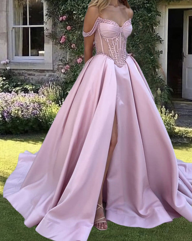 Pink A-line Satin Corset Dress Pink A-line Satin Corset Dress