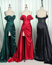 Load image into Gallery viewer, Mermaid Off-shoulder Satin Split Gown
