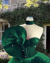 Load image into Gallery viewer, Short Emerald Green Beaded Corset Dress

