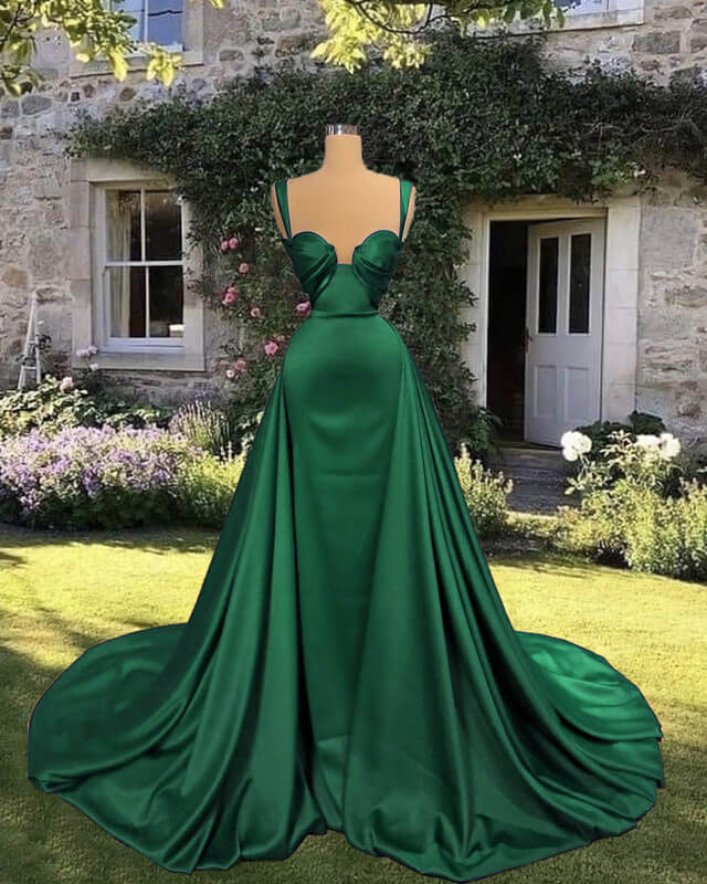 mermaid green prom dresses 2024 Mermaid Spaghetti Straps Sweetheart Satin Dress