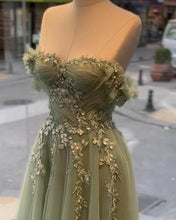 Load image into Gallery viewer, Light Sage Prom Dress
