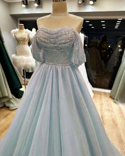 Load image into Gallery viewer, Sparkly A-line Tulle Cowl Neck Dress
