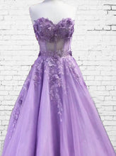 Load image into Gallery viewer, Lavender 3D Flowers Corset Tulle Dress
