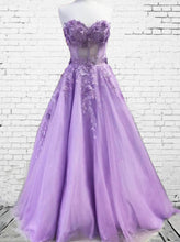 Load image into Gallery viewer, Lavender 3D Flowers Corset Tulle Dress
