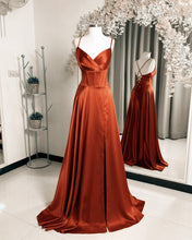 Load image into Gallery viewer, Burnt Orange Satin Prom Dress

