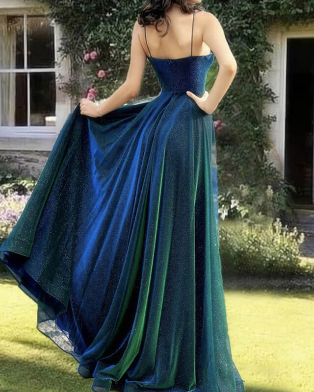 Hunter Green A-Line Sparkly Dress
