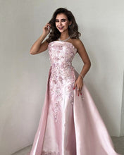 Load image into Gallery viewer, Mermaid Pink Satin Strapless Dress
