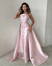 Load image into Gallery viewer, Mermaid Pink Satin Strapless Dress
