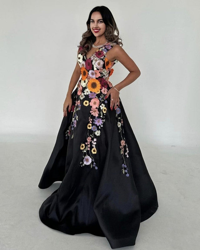 dresses for women embroidered Long Black V-neck Floral Flowers Embroidery Dress Women's Solid Color Apricot shoulder design and sweetheart Green-Bridesmaids Size:5