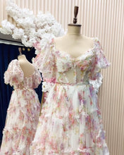 Load image into Gallery viewer, Floral Print V-neck Ruffle Prom Dress
