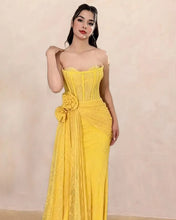 Load image into Gallery viewer, Mermaid Yellow Lace Dress
