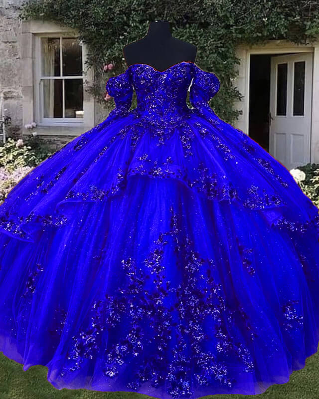 fitted lace wedding dress Removable Sleeves Ball Gown Sequin Lace Dress