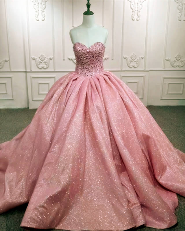 Pink Sparkly 15 Ball Gown