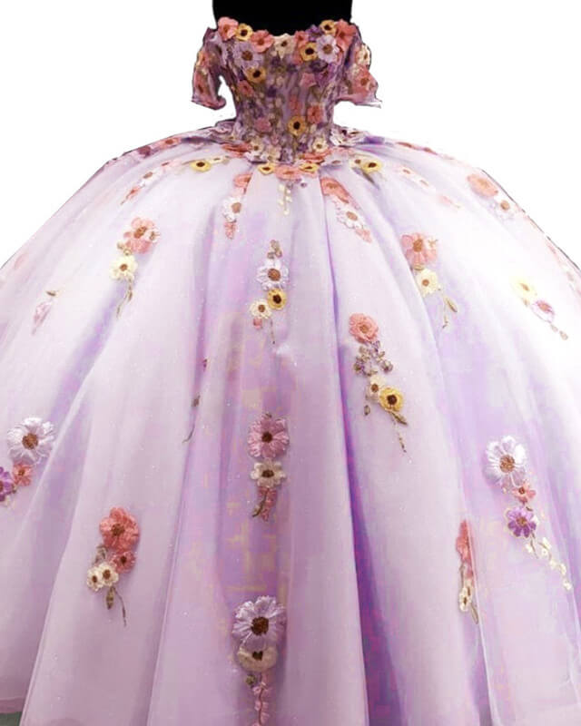 Light Purple Tulle Floral Embrodiery Quinceanera Dress Light Purple Tulle Floral Embrodiery Quinceanera Dress
