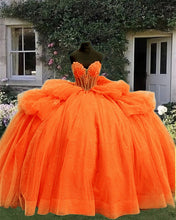 Load image into Gallery viewer, Orange Tulle Quince Dress
