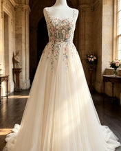 Load image into Gallery viewer, ROSA | A Line Tulle Wedding Dress With Botanical Embroidery
