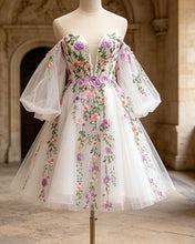 Load image into Gallery viewer, ROSE | Short A Line Homecoming Dress Floral  Emboridery
