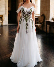 Load image into Gallery viewer, SHELLY | Off Shoulder Wedding Dress With Floral Embroidery
