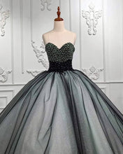 Load image into Gallery viewer, Black And Nude Ball Gown With Beaded Bodice Corset
