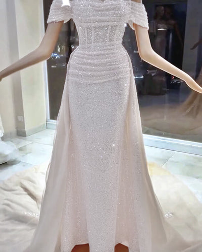 Mermaid Ivory Sequin Wedding Dress
