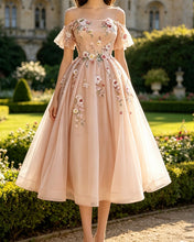 Load image into Gallery viewer, Zuri | A-line Midi Tulle Embroidery Dress
