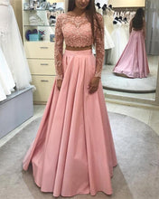 Load image into Gallery viewer, Elegant Lace Long Sleeves Ball Gowns Prom Dresses Two Piece
