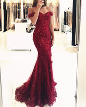 Load image into Gallery viewer, burgundy mermaid prom dresses 2022
