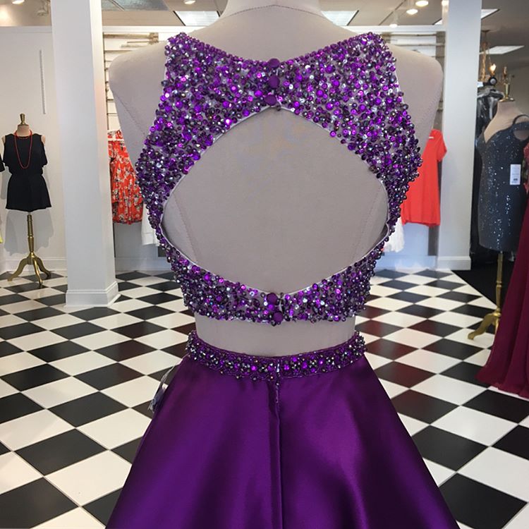 two piece dresses purple Bluish Purple Diamond Two-piece Cocktail Dress