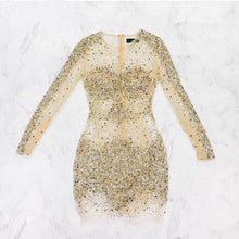 Load image into Gallery viewer, Sheer Homecoming Dresses Beaded Long Sleeves

