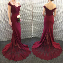 Load image into Gallery viewer, Sexy Lace Burgundy Bridesmaid Dresses 2018 Mermaid Long Sleeve Beaded Long Bridesmaid Dress Formal Maid Of Honor
