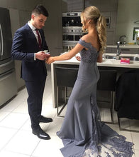 Load image into Gallery viewer, Off The Shoulder Mermaid Evening Dresses Lace Appliques
