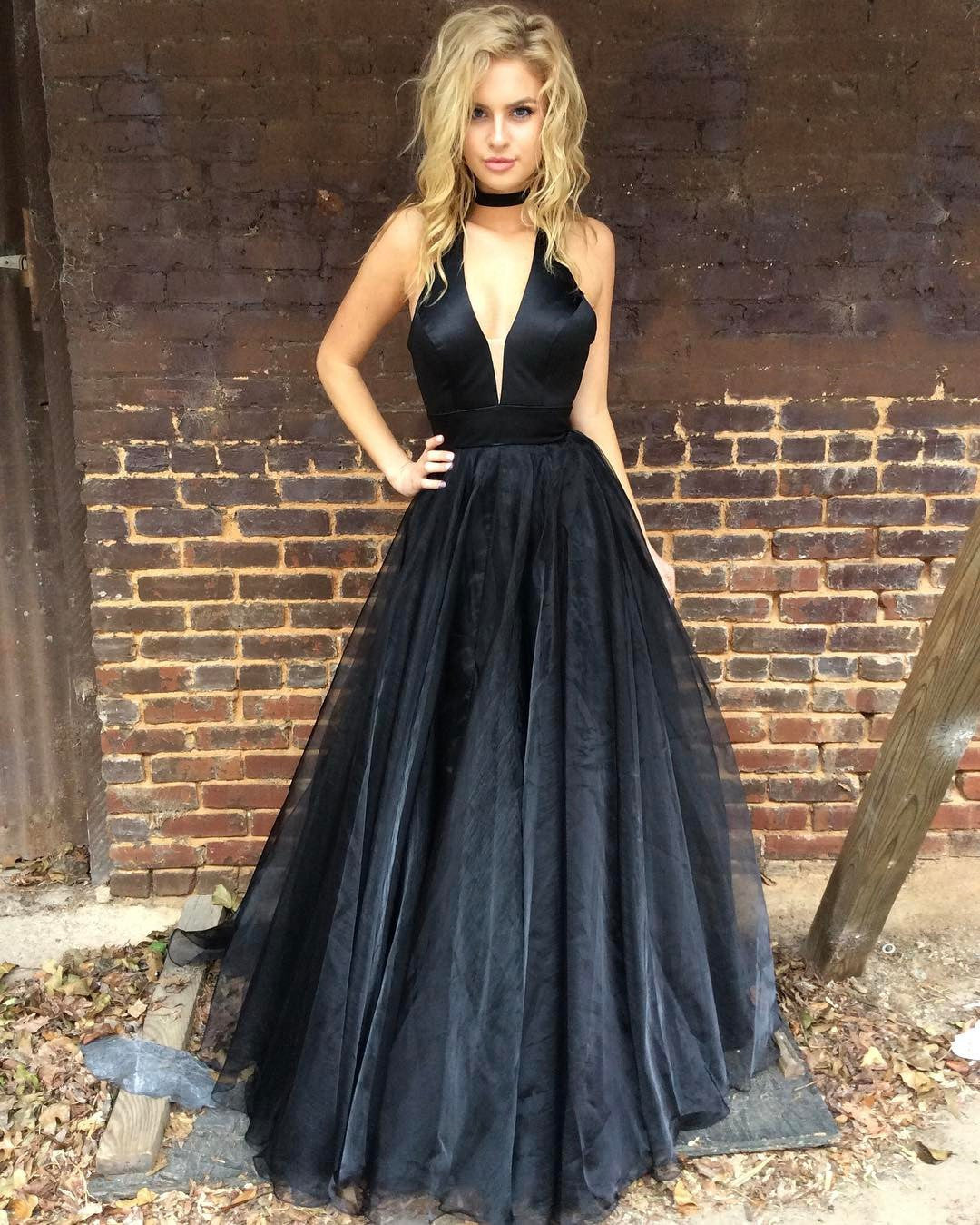 strapless open back dress Navy Blue Prom Dress Long Halter Evening Gowns – alinanova
