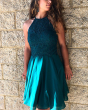 Load image into Gallery viewer, Teal-Green-Homecoming-Dresses-Short-Chiffon-Prom-Cocktail-Dress
