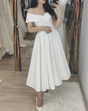 Load image into Gallery viewer, Satin Wedding Dress Tea Length

