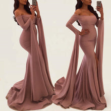 Load image into Gallery viewer, Sexy Off Shoulder Long Sleeves Mermaid Prom Dress
