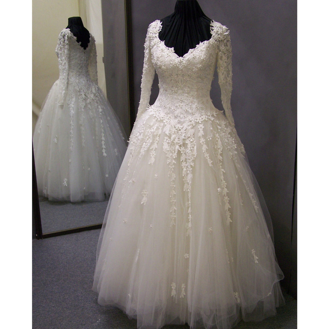 Vintage Long Sleeves Wedding Dresses Princess 2017-alinanova