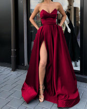 Load image into Gallery viewer, Burgundy Prom Long Dresses With Split
