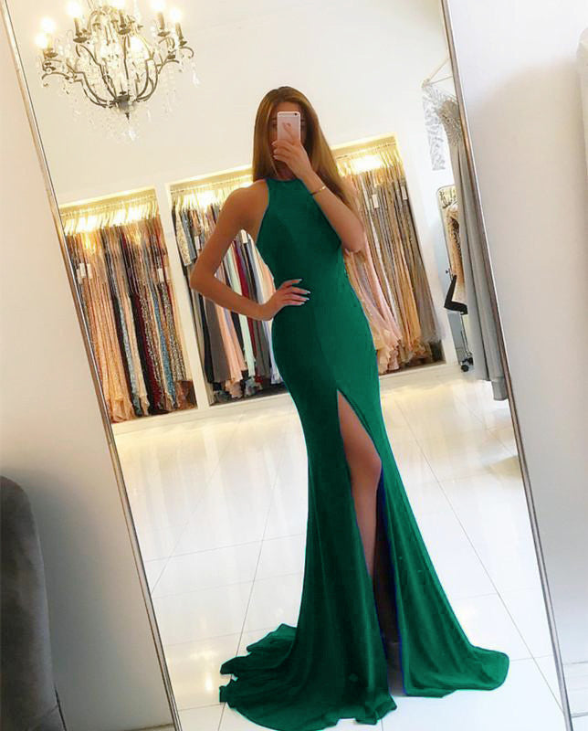 backless dress green Sexy Mermaid Prom Gowns Split Evening size:10y-11y Floor length Julia Corset-Back Lace and photoshoot prop