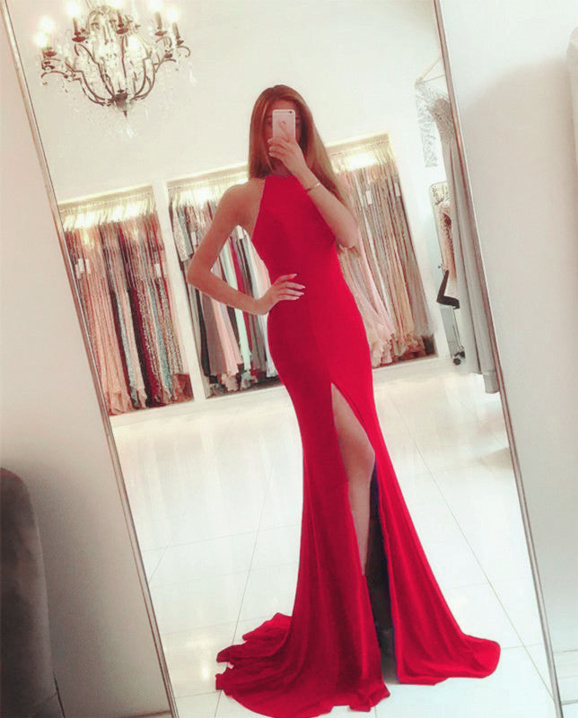 Jersey Backless Mermaid Split Dress – alinanova