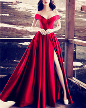 Load image into Gallery viewer, Long-Satin-Red-Prom-Dresses-2019
