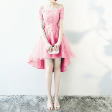 Load image into Gallery viewer, Asymmetric Tulle Off Shoulder Bridesmaid Dresses Lace Appliques
