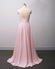 Load image into Gallery viewer, Long Backless Bridesmaid Dresses Pink 
