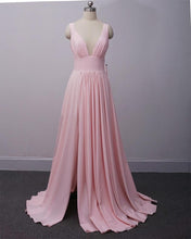Load image into Gallery viewer, Long Split Bridesmaid Dresses Pink 
